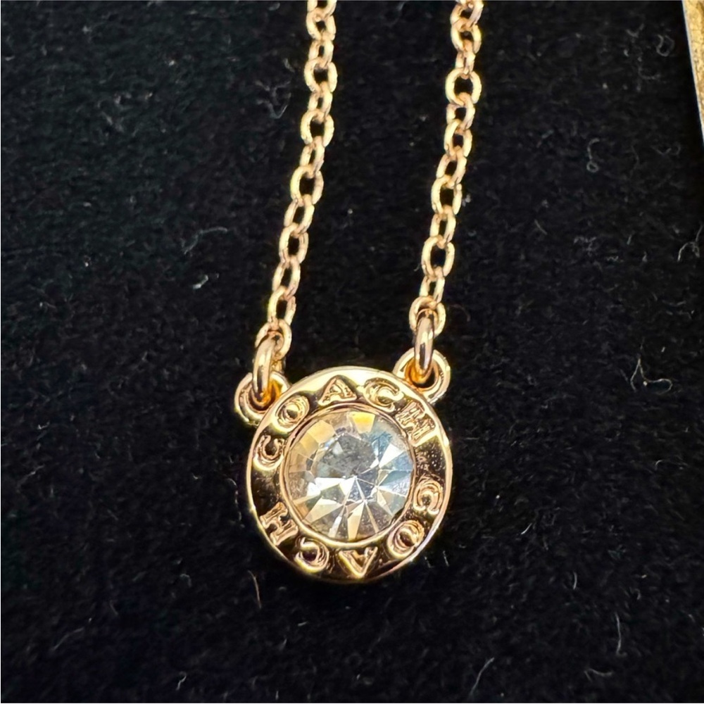 Coach‎ Gold Necklace with Crystal Pendant Gift Ready